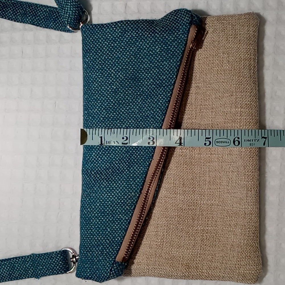 Gift Of Hope Haiti Crossbody/Shoulder Bag Removable Straps Tan/Blue Handcrafted - Picture 12 of 15